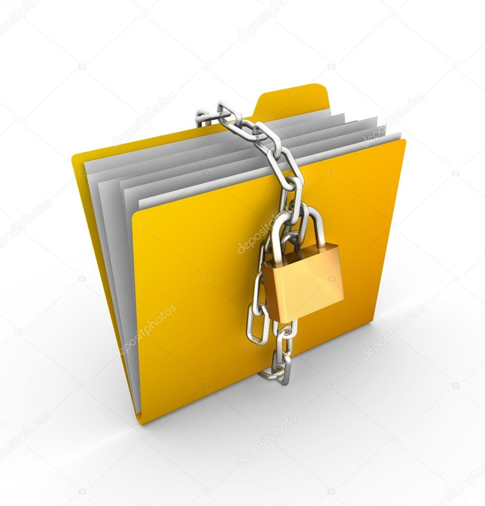 Folder locked by chains