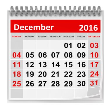 Takvim - Aralık 2016