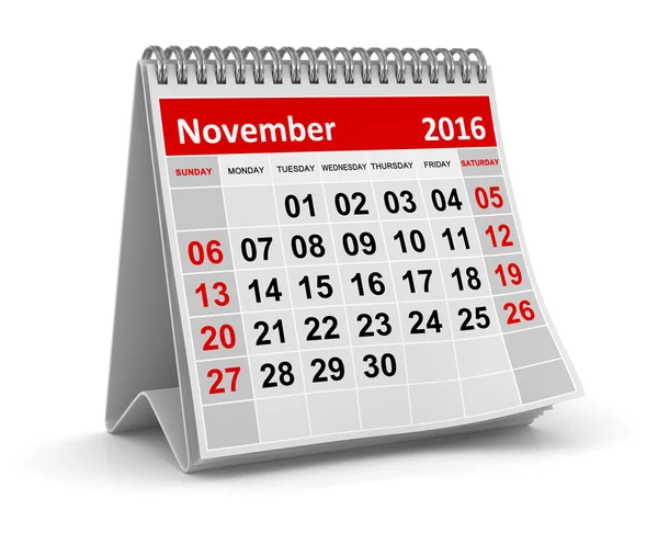 Calendario - Noviembre 2016 —  Fotos de Stock