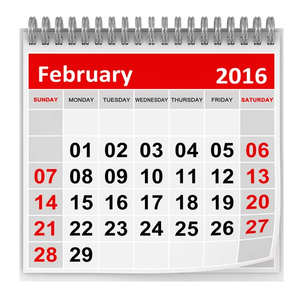 Calendario - febbraio 2016 — Foto Stock