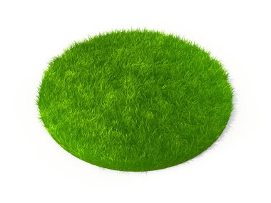 Beyaz Arkaplanda Canlı Yeşil Çim Çemberi