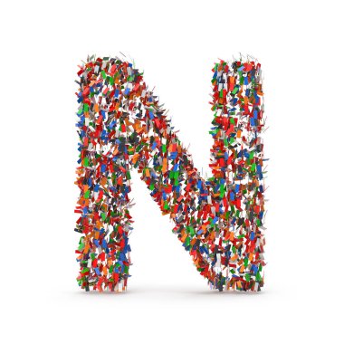 Renkli konfetiden yapılmış N harfi.