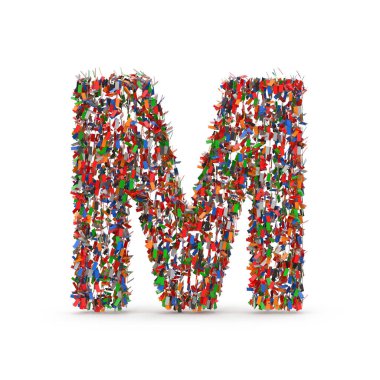 Renkli konfetiden yapılmış M harfi.