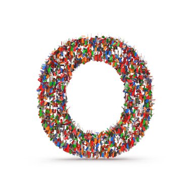 Renkli konfetiden yapılmış O harfi.