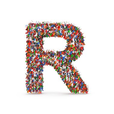 Renkli konfetiden yapılmış R harfi.