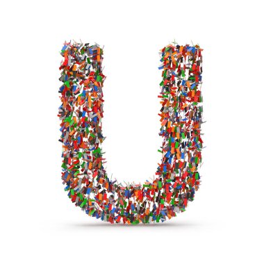 Renkli konfetiden yapılmış bir U harfi.