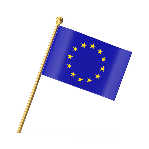 European Union Flag Miniature on Golden Pole