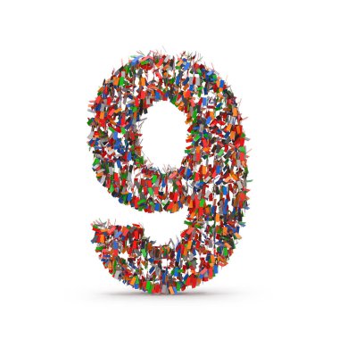 Çok sayıda Küçük Konfeti 'den oluşan Renkli Dokuz Numara