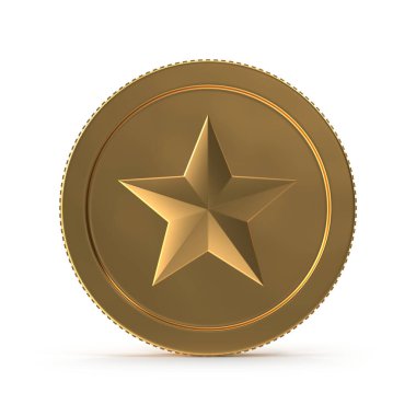 Altın Yıldız Madeni Para Ödülü - 3d Render