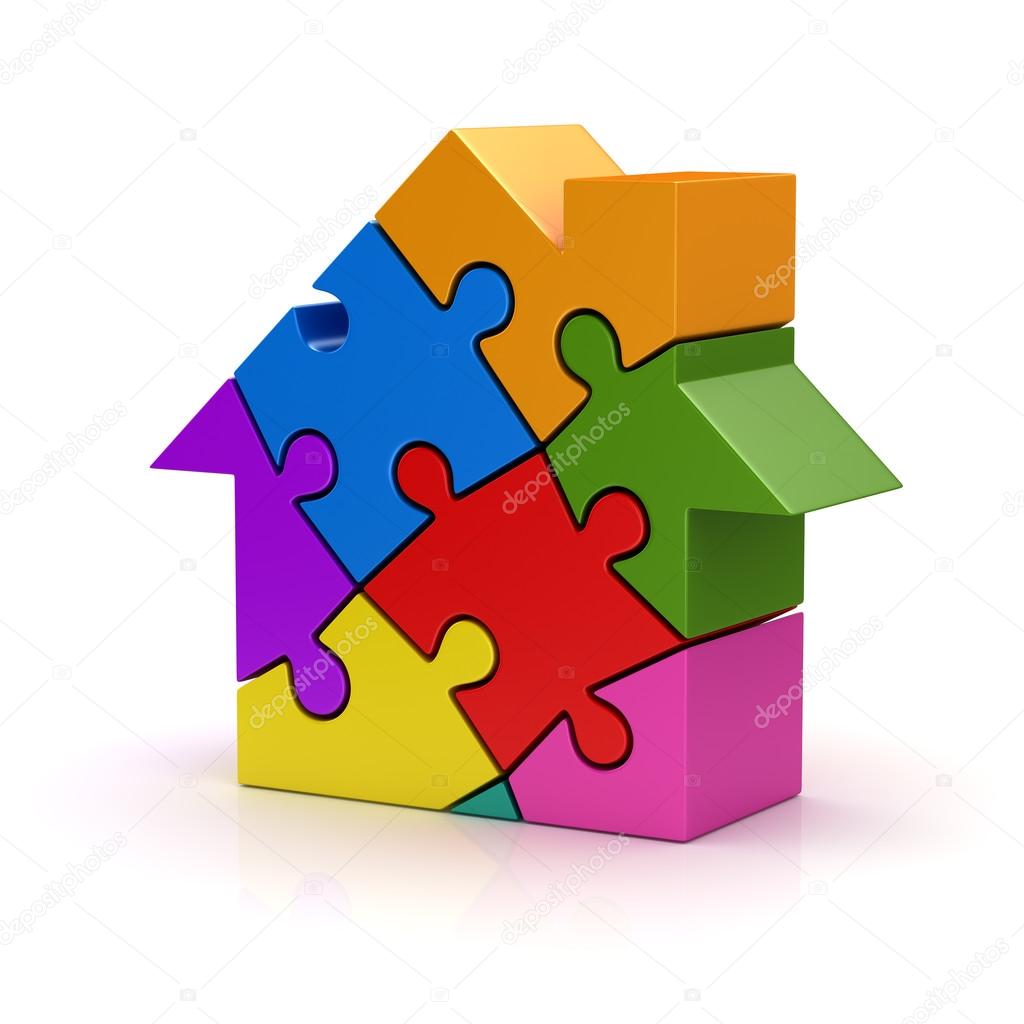 Colorful puzzle house