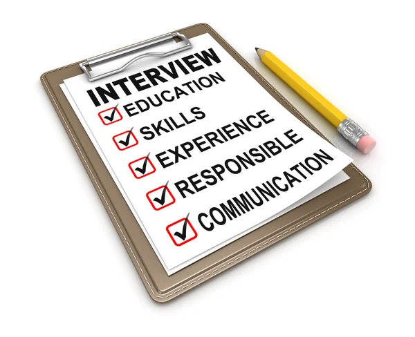Interview Checklist and pencil — Stock Photo, Image