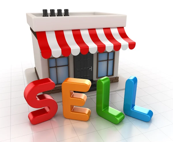 Sell concept with shop — Stock Photo, Image