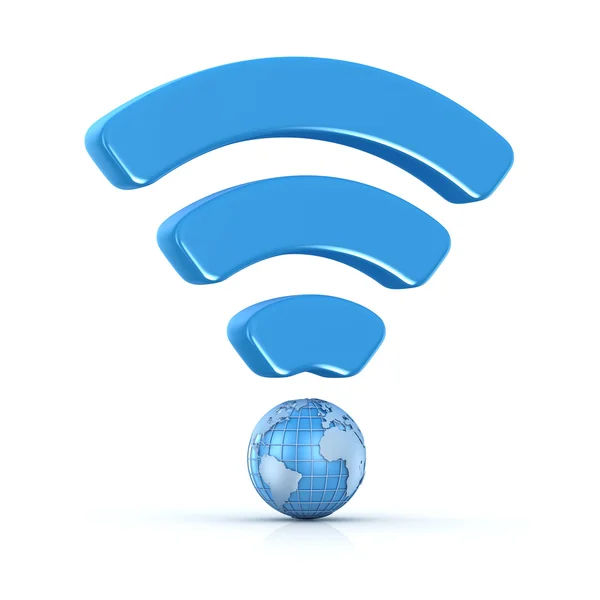 Ícone de Wifi com mapa do mundo — Fotografia de Stock