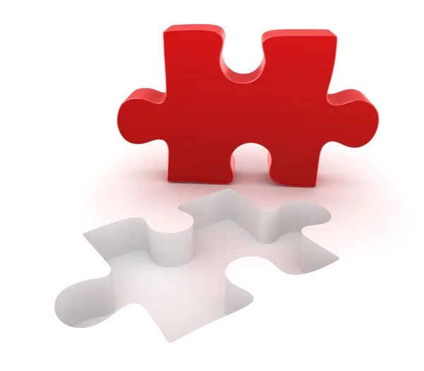 Final red puzzle piece — Stock Photo, Image