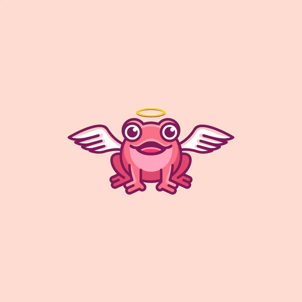 天使のような創造的で面白いデザインのカエル — ストックベクタ