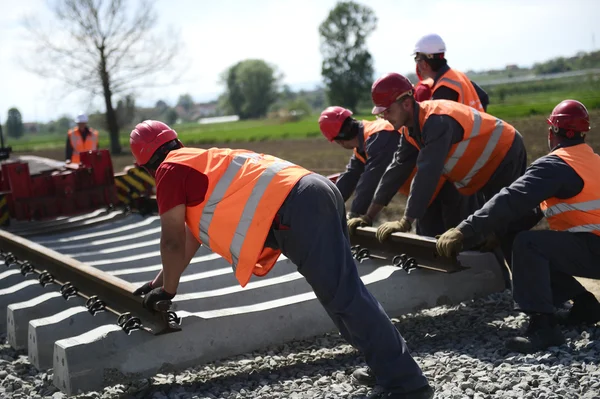 Arbeta på järnvägen rekonstruktionen — Stockfoto