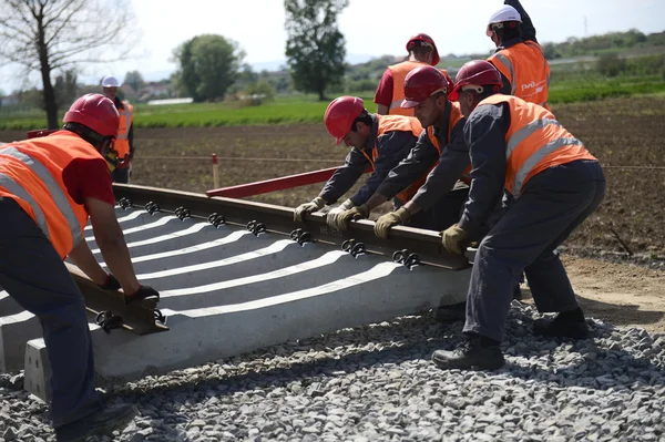 Arbeiten am Bahnumbau — Stockfoto