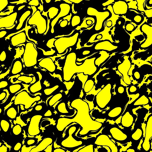 Abstract Paint Splatter - Bright Yellow Marble Like Splat Background - Splotches on Black - Psychedelic Spatter Art - Abstraction Illustration - Artistic Graphic - Splashing Monochrome Random Shape - — Stock Photo, Image