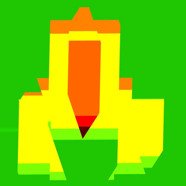 Abstrakte Technologie Hintergrund - für Design-Kunstwerke - gerenderte Illustration isoliert auf Grün - surrealistisches Objekt - psychedelische Kunst - futuristisches Interface - Cartoon Scifi - gelb orange seltsam sch — Stockfoto