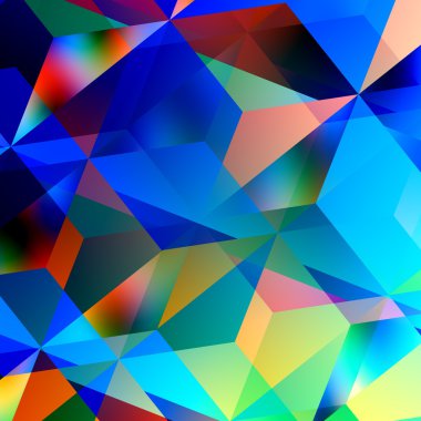 Geometrik Soyut Arka Plan - Mavi Mozaik Desen - Üçgen Tasarım - Renk ve Sanat Desenleri - İllüstrasyon Grafiği - Kaotik Yığılmayı - Turkuaz Doku - Dağınık Dağınık Geometrik Karolar -