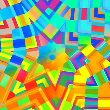 Abstract Background in Rainbow Colors - Concentric Yellow Mandala - Multicolored Mosaic - Digital Art Collage - Kaleidoscopic Design - Artwork Illustration - Psychedelic Colourful Backgrounds - clipart