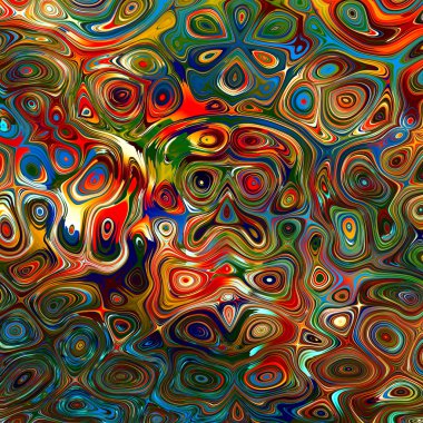 Renkli arka plan - halk sanatı - soyut fantezi illüstrasyon - gökkuşağı renkleri - kırmızı yeşil mavi renk - renkli Psychedelic kaos - yüz şekli - sanatsal gerçeküstü fantazmagorik zemin - dağınık