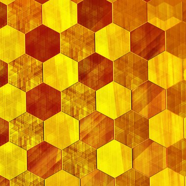 Abstract Gold Background - Modern Design - Warm Yellow Color Tone - Vintage Wallpaper Pattern - Bee Hive Honey Cells - Golden Metal Texture - Repeating Geometric Tiles - Mosaic Tile Effect - Hexagonal