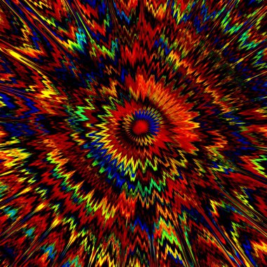 Splashing Renkli Boya - Soyut Sanat - Gökkuşağı Renklerde Arka Plan - Generative Kırmızı Mavi Fraktallar - Kaleydoskopik Fantezi Sürrealiyal İllüstrasyon - Dijital Oluşturulan - Merkezi Girdap -