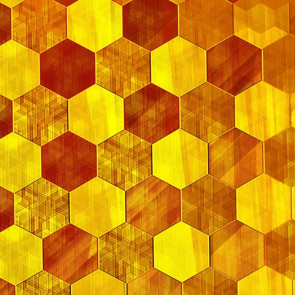 Fondo de oro abstracto - Diseño moderno - Tono de color amarillo cálido - Patrón de fondo de pantalla vintage - Células de miel de colmena - Textura de metal dorado - Repetir azulejos geométricos - Efecto del mosaico de azulejos - Hexagonal —  Fotos de Stock