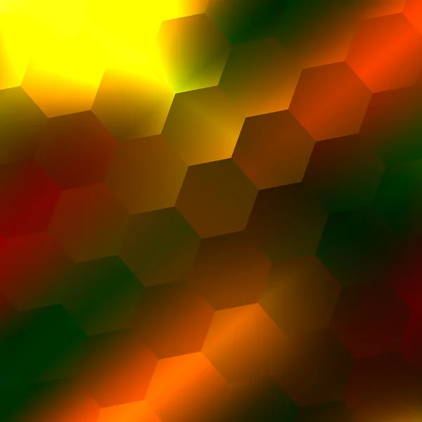 Fundo embaçado abstrato - Amarelo laranja verde hexágonos - Cores quentes polidas - Repetir projeto de padrão de telha - Wallpaper Art - Ilustração gráfica - Fundos - Repetição Tiling - Vapor de água — Fotografia de Stock