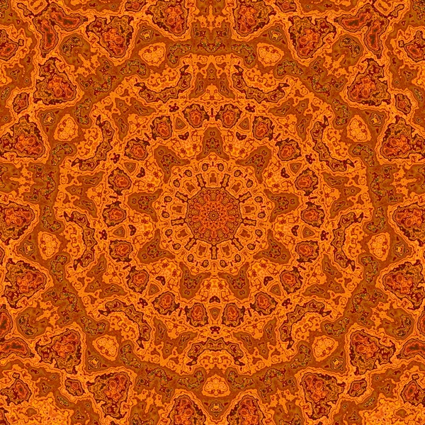 Fundo laranja abstrato - Design estilo Vintage retrô - Decoração simétrica - Papel de parede dos anos 70 - Arte gerativa - Piso de parquet de madeira - Imagem gerada concêntrica simétrica - Gráfico — Fotografia de Stock