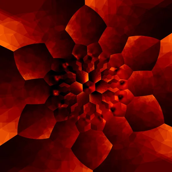 Orangefarbene konzentrische Blumenmuster - abstrakter Hintergrund für Design-Kunstwerke - kaleidoskopisches Mandala - generative Kunst - künstlerische surreale Wirkung - surrealistische Kunstwerke - grafische Effekte - geometrische — Stockfoto