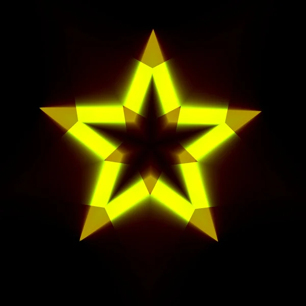 Fundo preto abstrato com forma de estrela clara - Fundo digital escuro com símbolo amarelo brilhante - Ícone na cor - Design de ilustração moderna criativa - Decoração de Natal - Ponto afiado brilhante — Fotografia de Stock