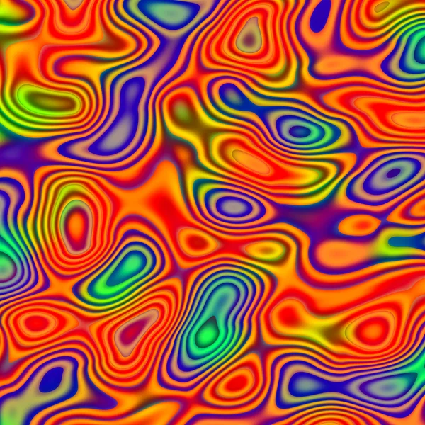 Abstraktes chaotisches Muster mit bunten unregelmäßigen Formen - rotgrünblauer Hintergrund - psychedelische Kunstflecken - digital generiertes Bild - kreative, einzigartige Fantasie-Illustration - digitaler flüssiger Hintergrund — Stockfoto