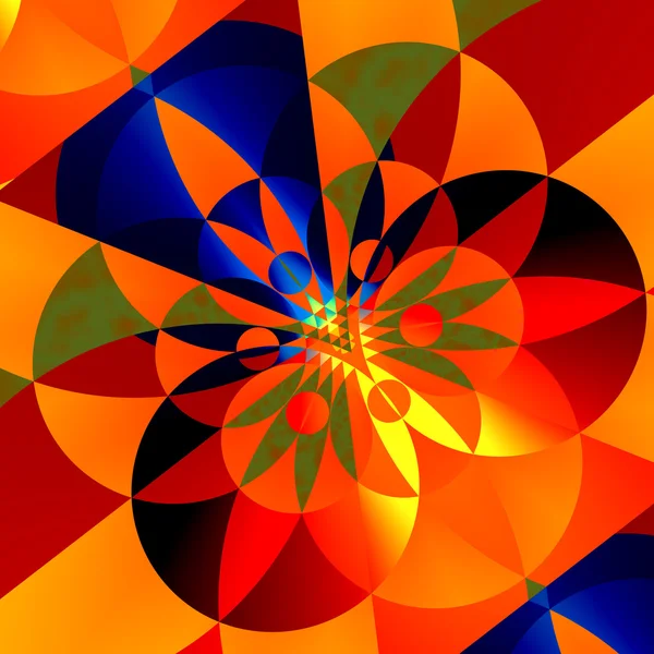 Geometrische achtergrond voor Design kunstwerken - kleurrijke abstracte illustratie - creatieve kunst - gekleurde cirkels - sierlijke bloemen als decoratie - decoratieve compositie - verschillende vormen en kleuren - — Stockfoto