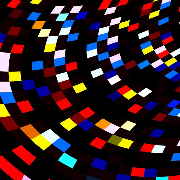 Colorful Squares Mosaic on Black Background. Abstract Red Blue Polygonal Tiles. Geometric Art Illustration. Digital Image with Different Colors. Decorative Colored Shapes. Weird Pixel Graphic. Blocks. — Φωτογραφία Αρχείου