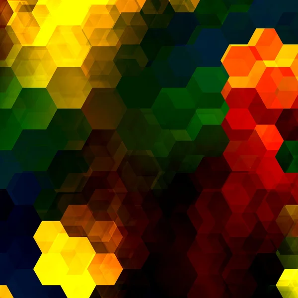 Mosaico hexágono colorido. Abstract Overlap Hexagons (em inglês). Contexto artístico decorativo. Arte Digital Moderna. Formas poligonais multicoloridas. Gráfico lindamente colorido. Telhas geométricas Patttern . Fotografias De Stock Royalty-Free