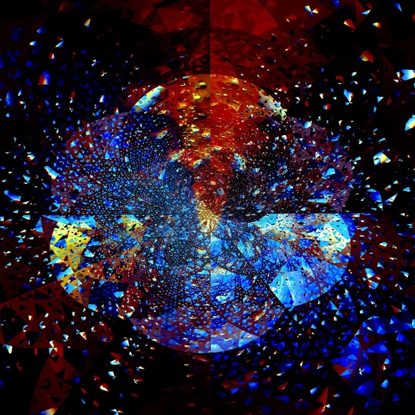 Abstract Explosion. Blue Orange Black Fractal. Futuristic Art Background. Modern Digital Illustration. Creative Decorative Effect. Artistic Fantasy Shapes. Optical Virtual Artwork. Dark Energy. Royalty Free Stock Photos