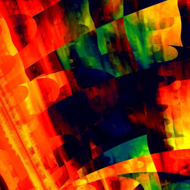 Artistic Colorful Art. Creative Brushstrokes Texture. Modern Abstract Background. Red Green Yellow Orange Blue Color. Digital Illustration Design. Fractal Grunge Image. Psychedelic Shapes Graphic.
