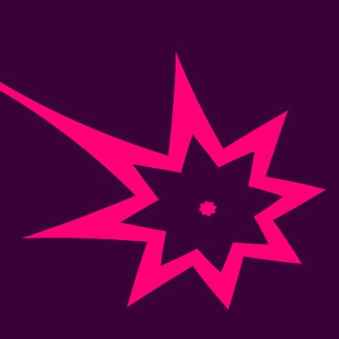 Abstract Isolated Star on Purple Background. Bomb Blast. Shiny Sparkle. Falling Asteroid. Flying Meteor. Exploding Firework. Creative Graphic. Firecracker Burst. Digital Explosive. Comet Illustration.