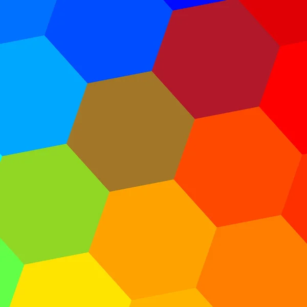 Simple mosaico hexagonal colorido. Resumen Antecedentes. Patrón geométrico. Composición decorativa del azulejo. Hermoso fondo de pantalla de colores. Amarillo Azul Rojo Naranja Color. Hexagones decorativos en blanco. Colores . — Foto de Stock