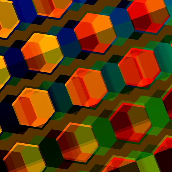 Colorful Abstract Composition. Modern Geometric Background. Digital Style Pattern. Flat Hexagon Graphic. Computer Art Illustration. Creative Texture Design. Transparent Mosaic Overlay. Concept. — Φωτογραφία Αρχείου