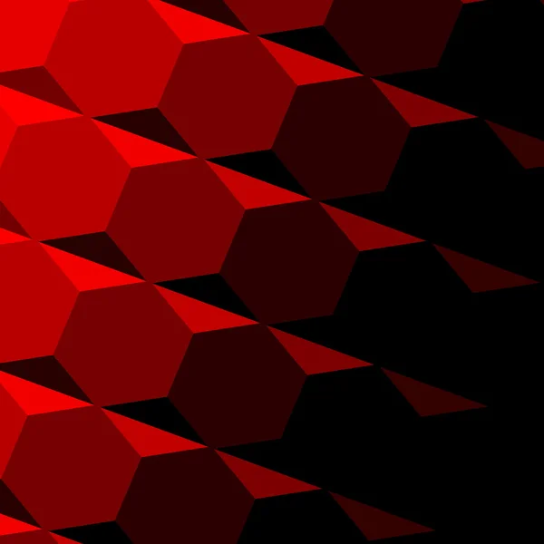 Абстрактна червона геометрична текстура. Темна тінь. Технологічний патерн тла. Повторюваний дизайн шестикутника. Цифрове 3d зображення. Діагональний нахил. Монохромна кольорова ілюстрація. Набір плоских елементів. Плитка . — стокове фото