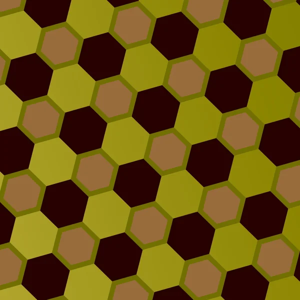 Resumen Geometric Honeycomb Pattern. Arte Estilo Mosaico Fondo. Hexagones marrones verdes grises. Fondo geométrico adornado. Baldosas hexagonales digitales. Ilustración poligonal ornamental. Imagen simple . — Foto de Stock