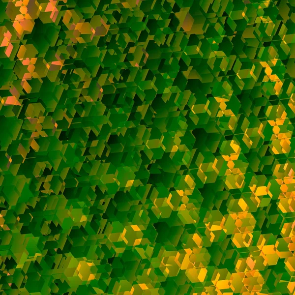 Abstrakte grüne geometrische Hintergrund. Illustration von Kunstmustern. dekorative Wabenformen. schönen Frühling Hintergründe. digitales Mosaikbild. Gelbe Farbelemente. Kreatives Gestaltungselement. — Stockfoto