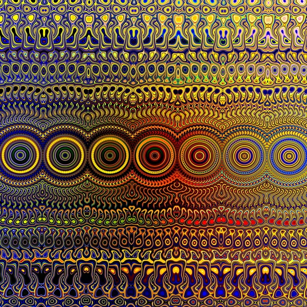 Pattern colorato psichedelico. Opera d'arte astratta unica. Design geometrico creativo dello sfondo. Illustrazione dell'arte frattale. Texture digitale moderna. Bellissimo Deco Geometrico. Modelli colorati intricati . — Foto Stock