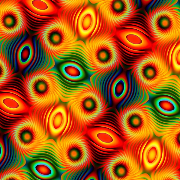 Abstracte moderne afbeelding ontwerp. Kleurrijke achtergrond. Patroon kan worden gebruikt voor het afdrukken of behang. Computer gemaakt beeld. Geometrische vormen. Rood groen oranje digitale kunst. Funky en psychedelische. — Stockfoto