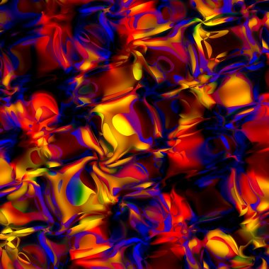 Garip arka plan. 3D render. Mutlu renk sanat. Büyülü sıcak kızdırma. Mavi kırmızı sarı renkler. Ucube kaos. Garip tasarım konsepti. Funky deli sıvı. Cam şekiller. Alışılmadık parlak şekli. Uzaylı plazma.