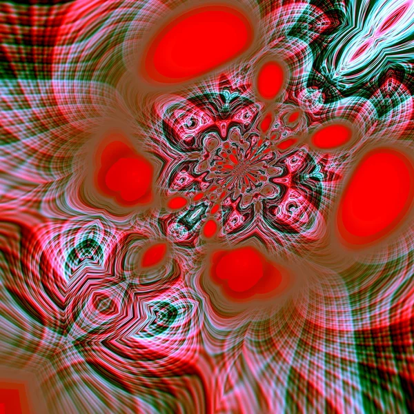 Psychedelic fractal image. Modern style pic. Funky crazy alien chaos. Surreal 3d tunnel. Art concept. Space theme. Magic dream. Decor ideas. Wavy ripple. Ornate blur effect. Red digital swirl or wave. — Stock Photo, Image