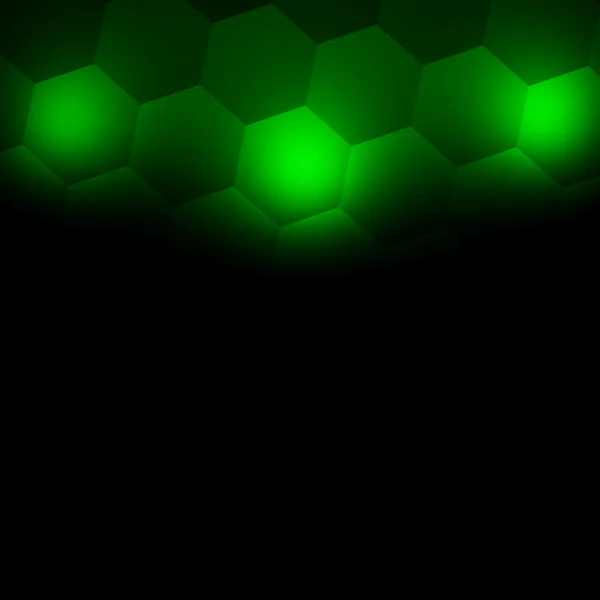 Feu vert sur mur hexagonal. Carrelage de sol neuf brillant. Concept 3D. tache de lumière couleur. Tableau blanc. Style moderne propre. Jolie image. Couche solide lisse. Forme ornée. Texture de grille. Brillance de luxe . — Photo